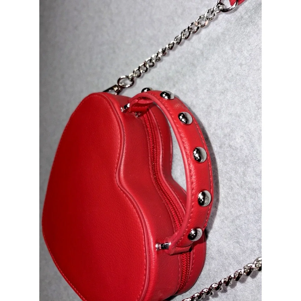 Art Class Heart-Shaped Red Faux Leather Crossbody Bag Purse